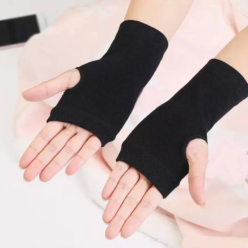 Winter Women Short Fingerless Gloves Knitted Half-finger Gloves Short Student Mitten Men's Fashion Anime Cosplay Accessory