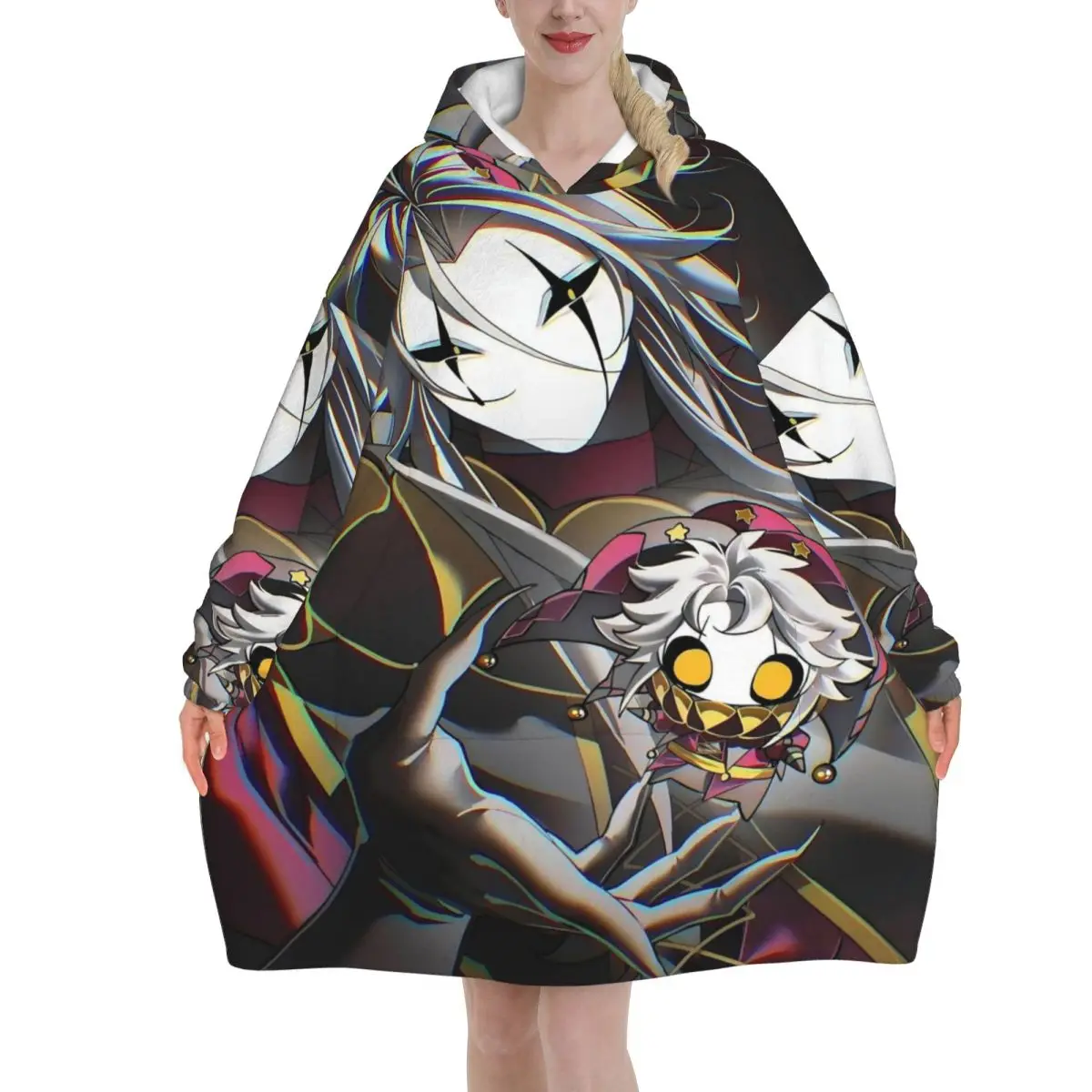 Pierrots The Freak Circus Wearable Blanket Hoodie for Women Men Oversized Sweatshirt Blanket with Pocket
