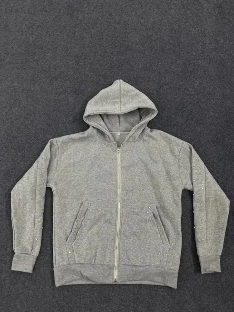 Y2K Harajuku جماليات الرجعية القوطية تنوعا مقنعين بالأزرار العصرية الكلاسيكية عادية فضفاض بلون شارع العليا الشرير هوديي