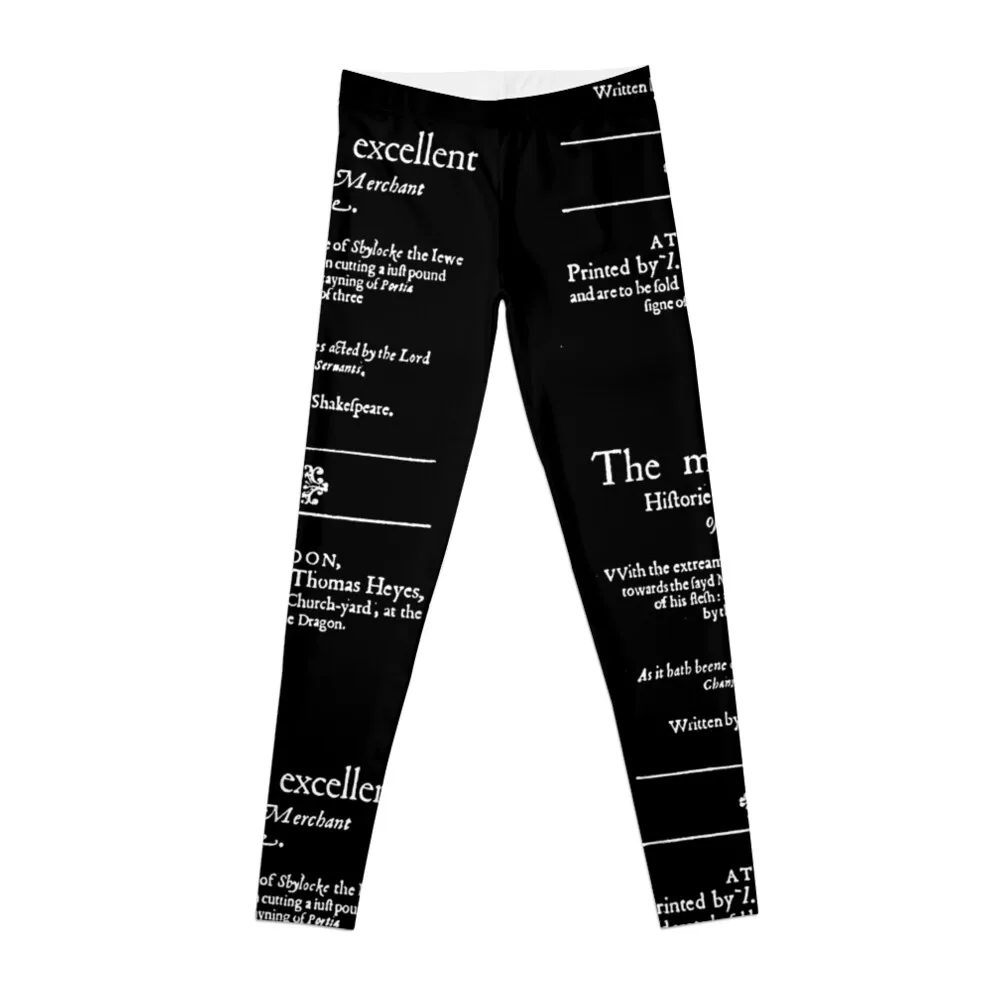 

Shakespeare Merchant of Venice Frontpiece - Simple White Version Leggings Tight fitting woman Training pants Womens Leggings