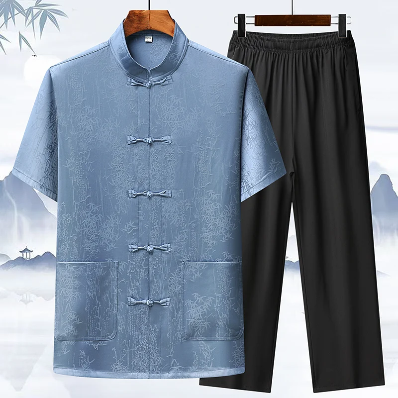 

Shirts+Trousers Men's Summer New style Fashion Trend Two-Piece Set Men High-Quality Comfortable Breathable Casual Sets men