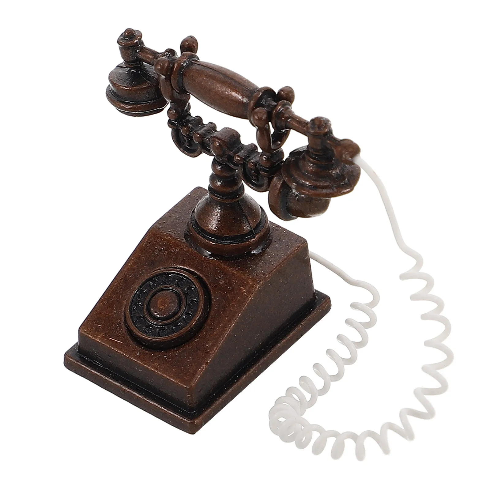 

Миниатюрный винтажный телефон с поворотным диском, аксессуар для кукольного домика, реалистичный декор для офиса и гостиной, ретро-телефонный реквизит