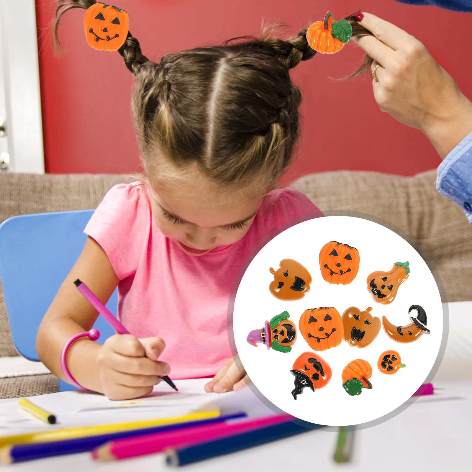 Halloween Pumpkin Charms 24Pcs Flatback DIY Decor - usage example
