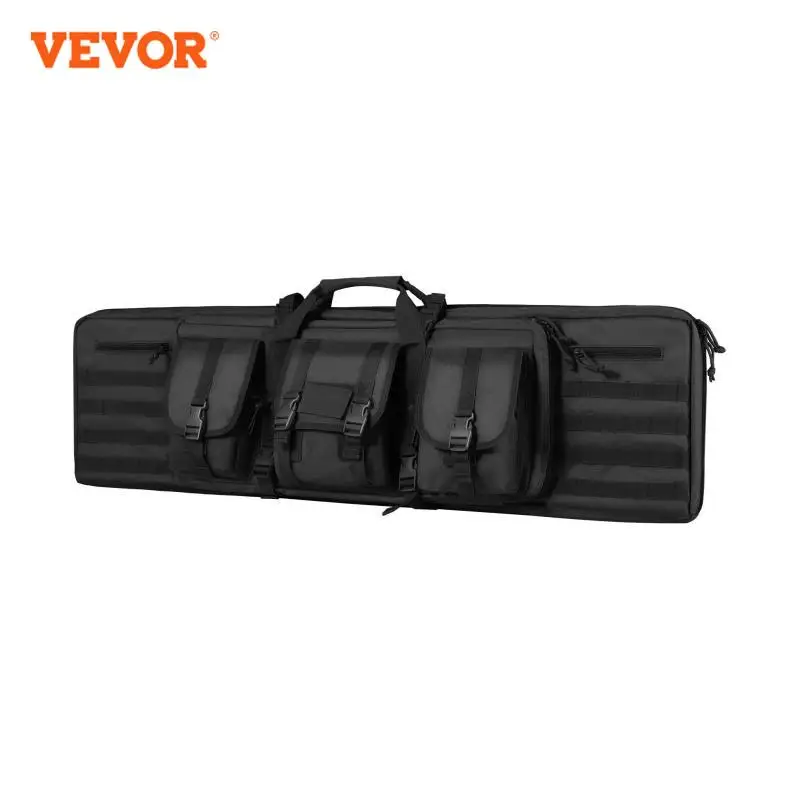 VEVOR Rifle Bag 42 inch Tactical Double Long Gun Bag Soft Rifle Case with Lockable Zipper Portable Handle & Shoulder Strap Black