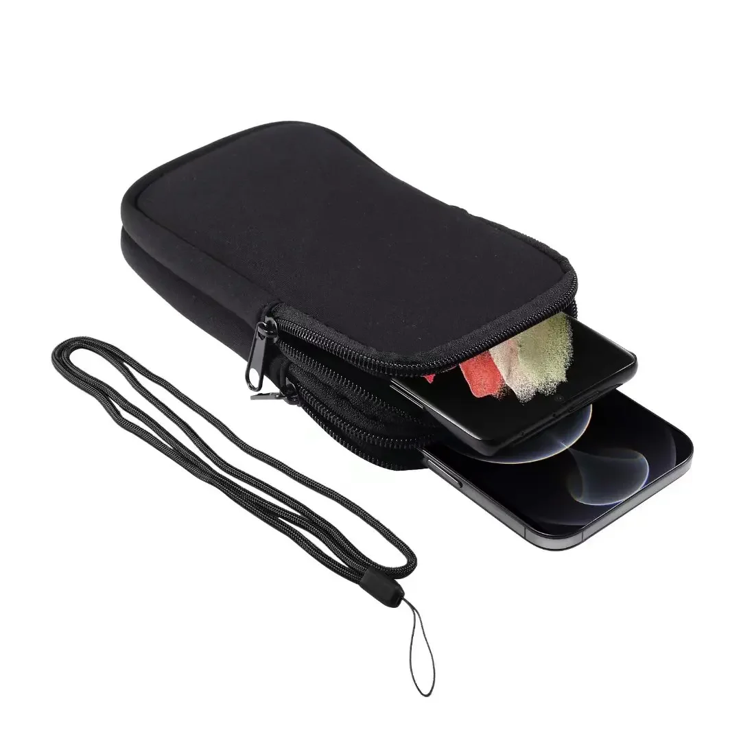 Funda de neopreno con doble bolsillo y clip para cinturón para 2 teléfonos, compatible con Huawei Mate 70 Air, Mate 80 Pro Max, Mate X7, Pura 90 Pro Max, bolsa de cintura.