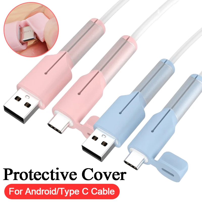 Silicone Cable Winder Protector For Android Type-C Micro USB Charger Data Cord Dustproof Cover Anti Break Protective Sleeve