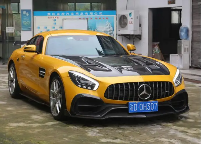 

Комплект кузова для Mercedes-Benz AMG GT GTC GTS 2015-2019, натуральное углеродное волокно, передний бампер, губа, задний диффузор, боковая юбка, спойлер