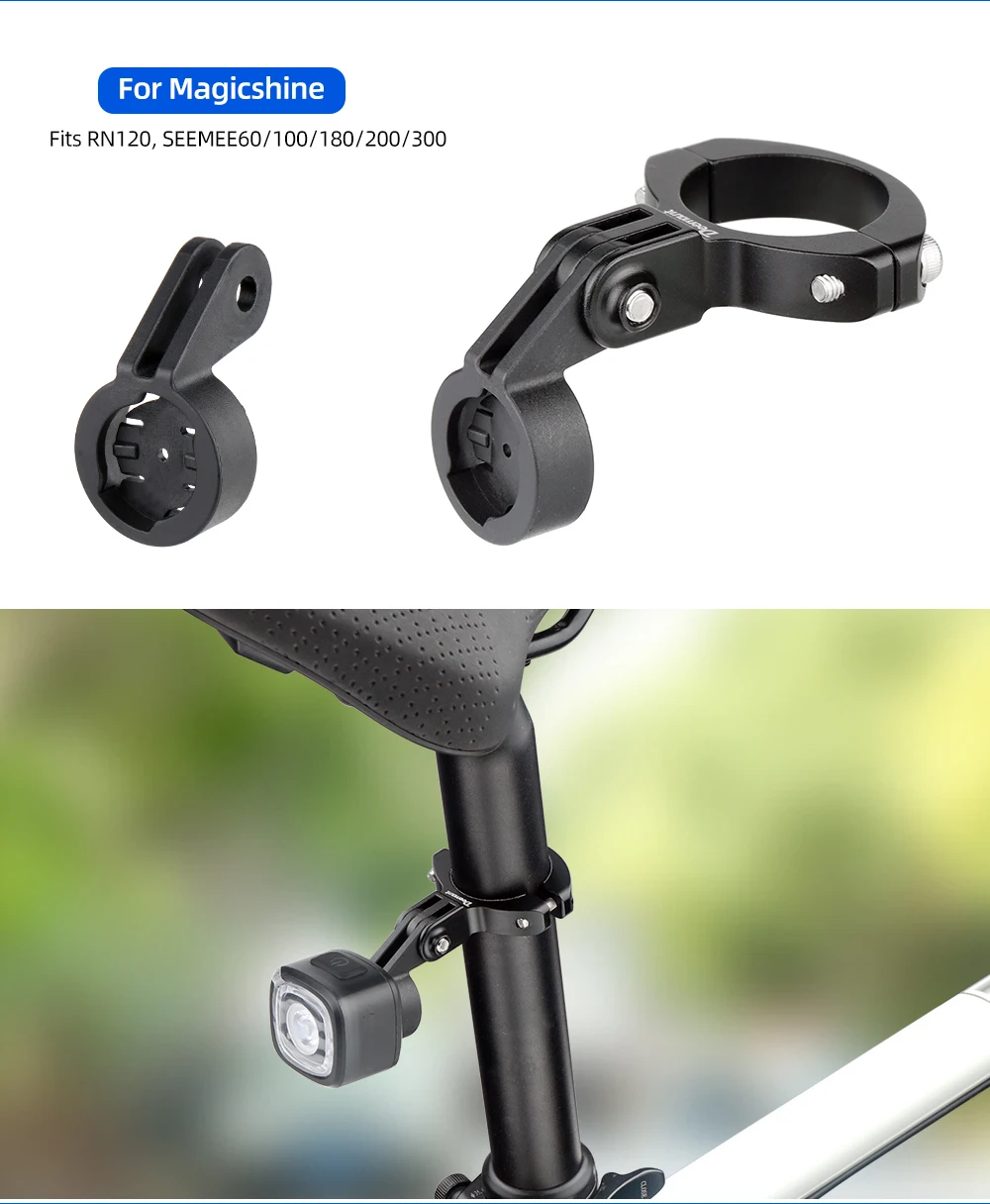 Deemount Rücklichtständer, passend für Rohrdurchmesser. 28–32 mm Sattelstützen-Installation für TREK Magicshine-Lampe, 3-Gabel-Halter, passend für Schnittstellenanpassungen – Detail 9