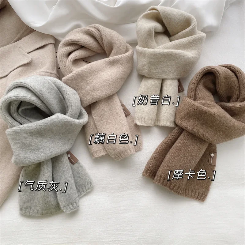 

2024 Winter Imitation Cashmere Scarf Women Men Luxury Thick Soft Warm Long Neckerchief Solid Color Shawls and Wrap Bandana