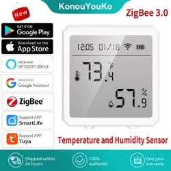 Zigbee-Capteur de température et d'humidité, Tuya Smart Life, détecteur Therye.com intérieur, passerelle Zigbee, Alexa, Google Home