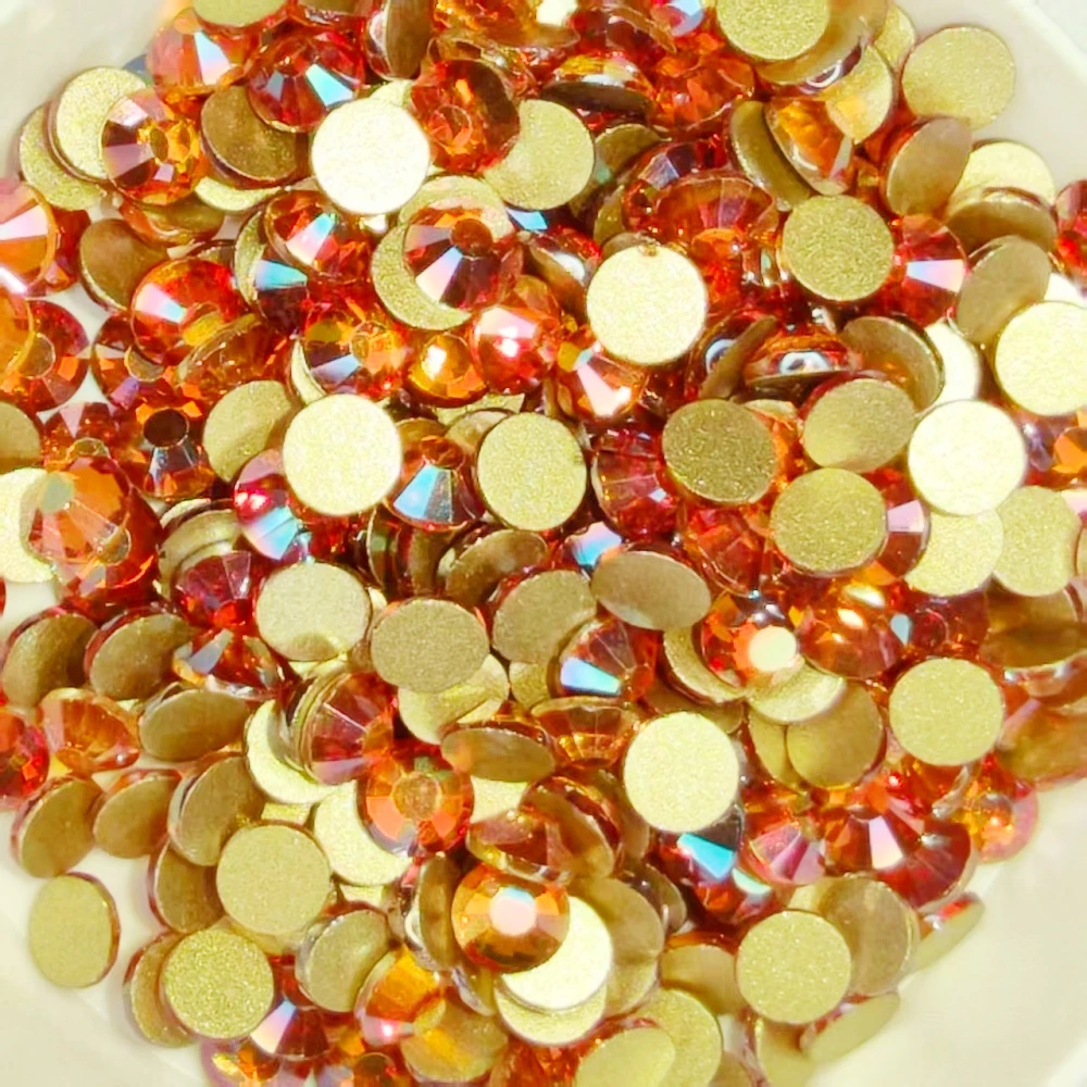 

High-Quality SS6-SS30 Golden and Yellow Series Flatback Non Hotfix Rhinestone Crystal Glass Stones Nail Art DIY Decorative