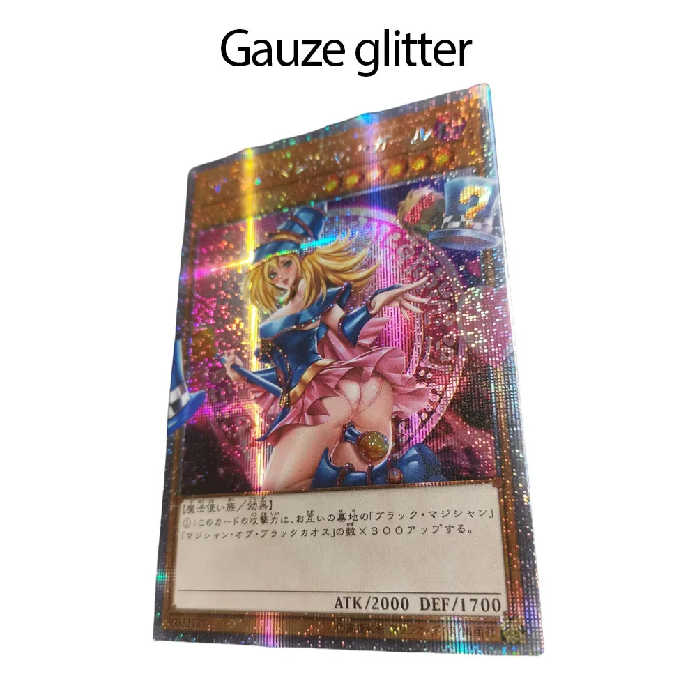 DIY Yu-Gi-Oh! Seria domowa 1 szt. Czarna dziewczyna magika cztery rodzaje błysków Anime karta kolekcjonerska peryferyjna prezent świąteczny