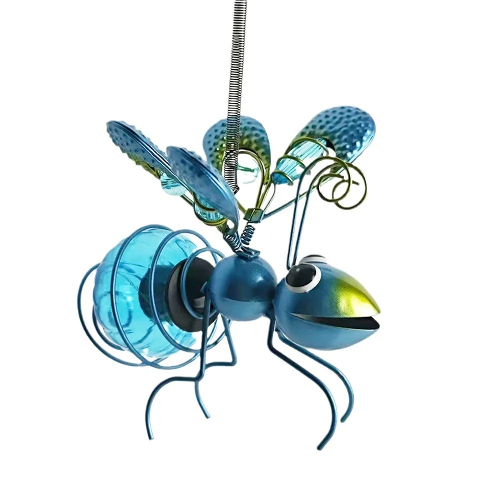 

Creative Solar Iron Insect Statue Iron Art 3D Simulation LED Hanging Butterfly Lamp Waterproof Metal Solar Powered Insect Lamp
