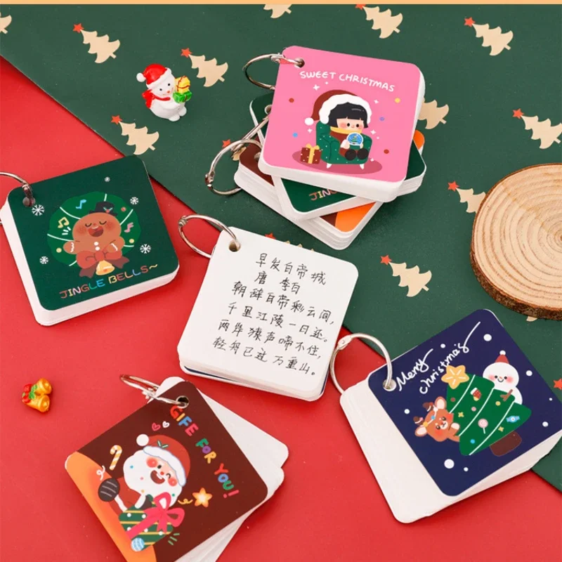 Wholesale Cartoon Memo Pad Christmas Iron Circle Student Christmas Gift Mini Pocket Hand Ledger Memo Loose Page Notebook