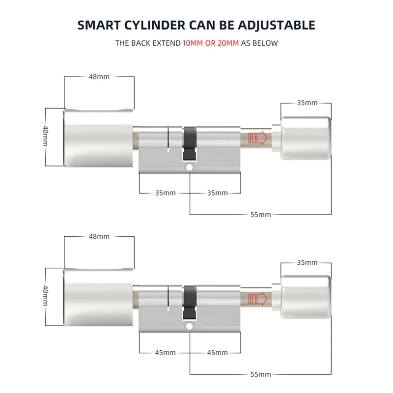 Home Smart Lock Fingerprint Electronic Lock Cylinder Compact App Remote Bluetooth Door Lock Black