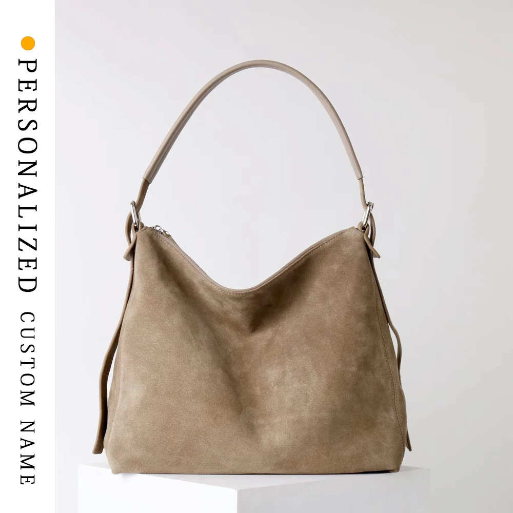 

New matte cowhide casual niche design high-end cowhide bucket bag one-shoulder crossbody bag supports personalized customization