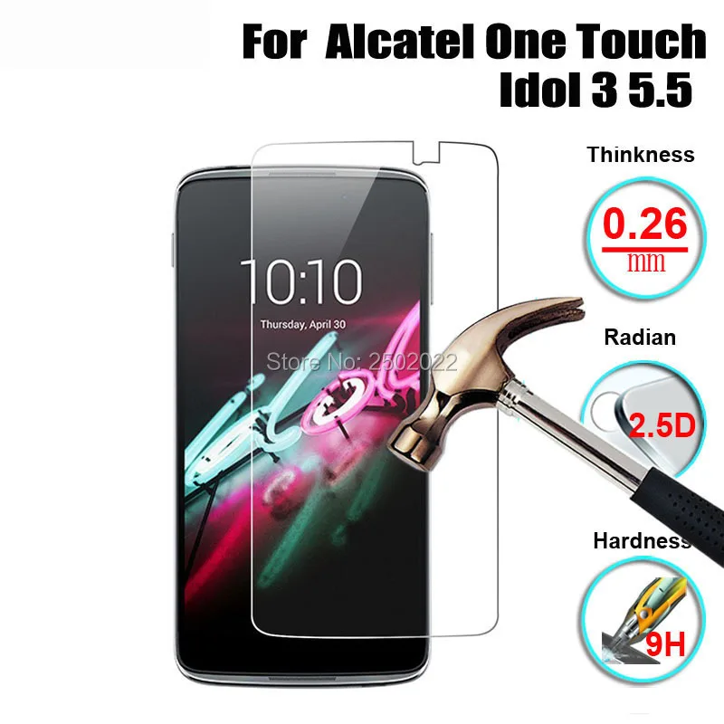 5 peças 2.5d 9h vidro temperado premium para alcatel one touch idol 3 5.5 "protetor de tela anti-quebra película protetora reforçada