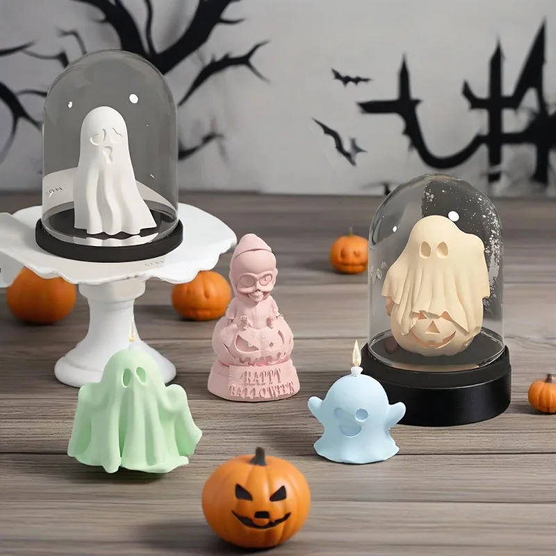 

A Top-quality 3D Ghost Pumpkin Zombie Silicone Molds DIY Halloween Candle Crafts Plaster Resin Cast Mold Home Artwork Make Gifts