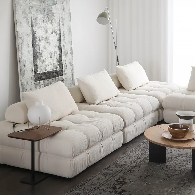 Nordic medieval wabi-sabi wind lamb wool Italian modular combination fabric sofa