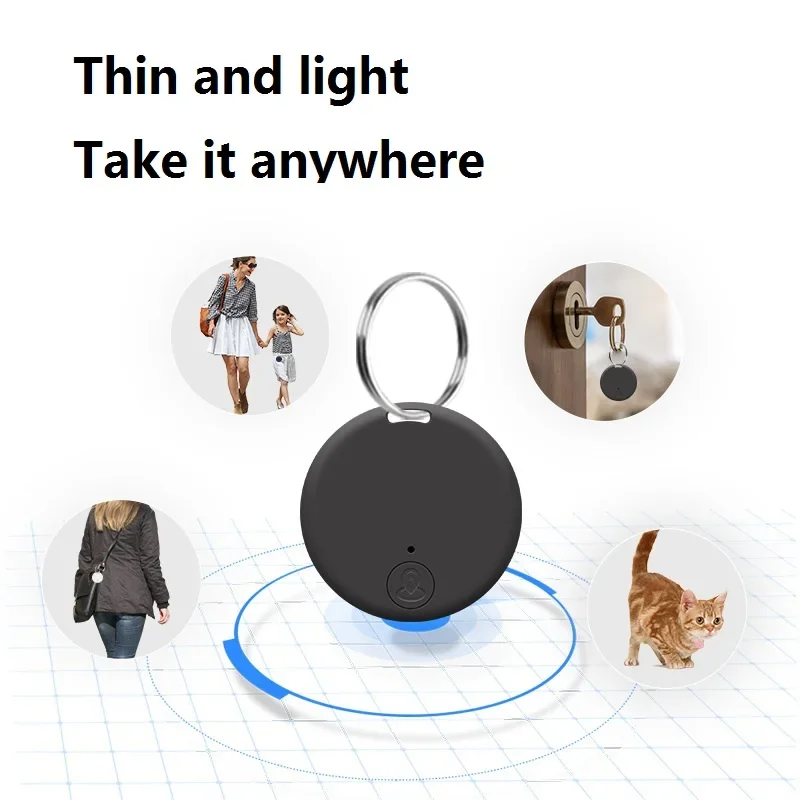 Mini GPS Bluetooth-Compatiable 5.0 Tracker Anti-Lost Device Round Anti-Lost Device Pet Kids Bag Tracking Smart Finder Locator