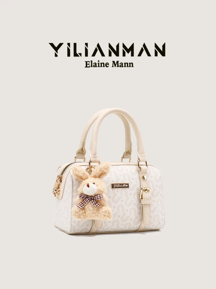 Fashionable Bowling Bag Printed Boston Bag Women's Single Shoulder Underarm Bag Versatile Stylish Crossbody Bag for Young Women