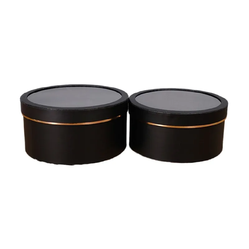Round Flower Paper Boxes, Transparent Window, Bouquet Packing, Romantic Valentine\'s Day, Wedding, Birthday Gift Box, 2Pcs Set