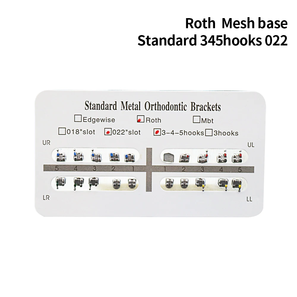10Packs Mesh Base Dental Bracket Roth Mesh base 345Hooks Standard Mini White Pad