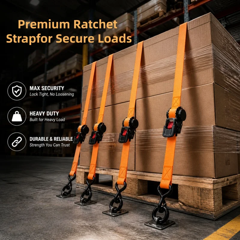 

4-Piece Set of Retractable Ratchet Straps | Versatile for Home and Car Use | One-Touch Tightening and Release | High Load Capacity and Durable | Ideal for Pickup Trucks, Motorcycles, Moving Furniture, and Securing Camping Gear