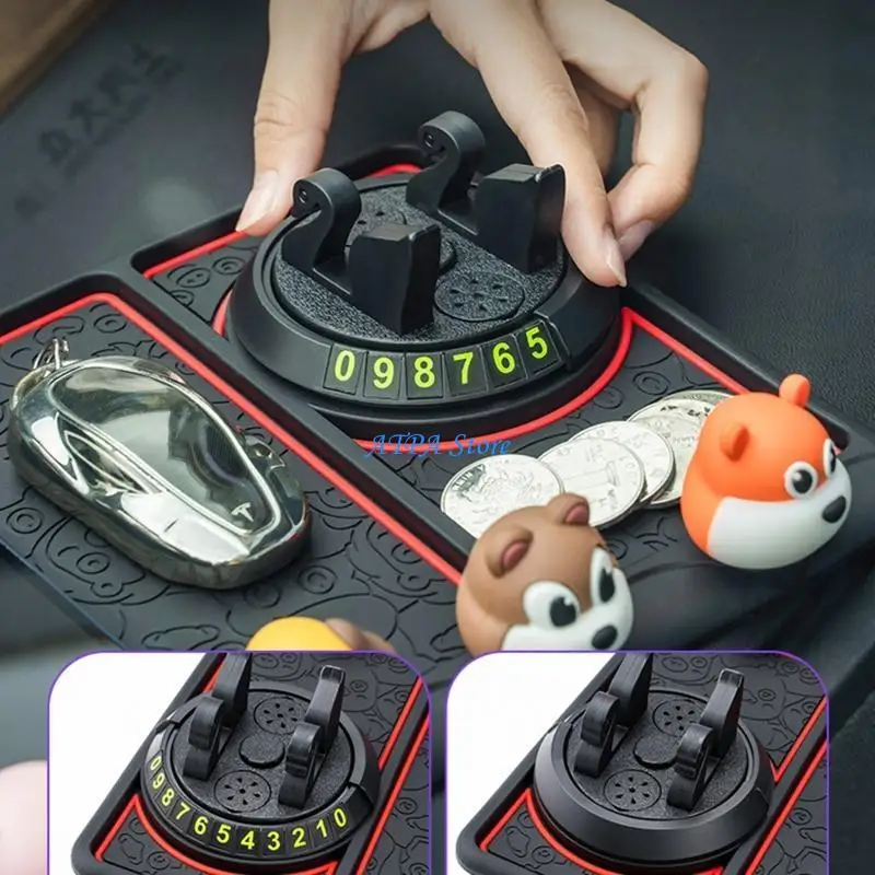 

U13C Car Dashboard Anti Slip Sticky Mat Non-Slip Holder with Mini Parking Plate