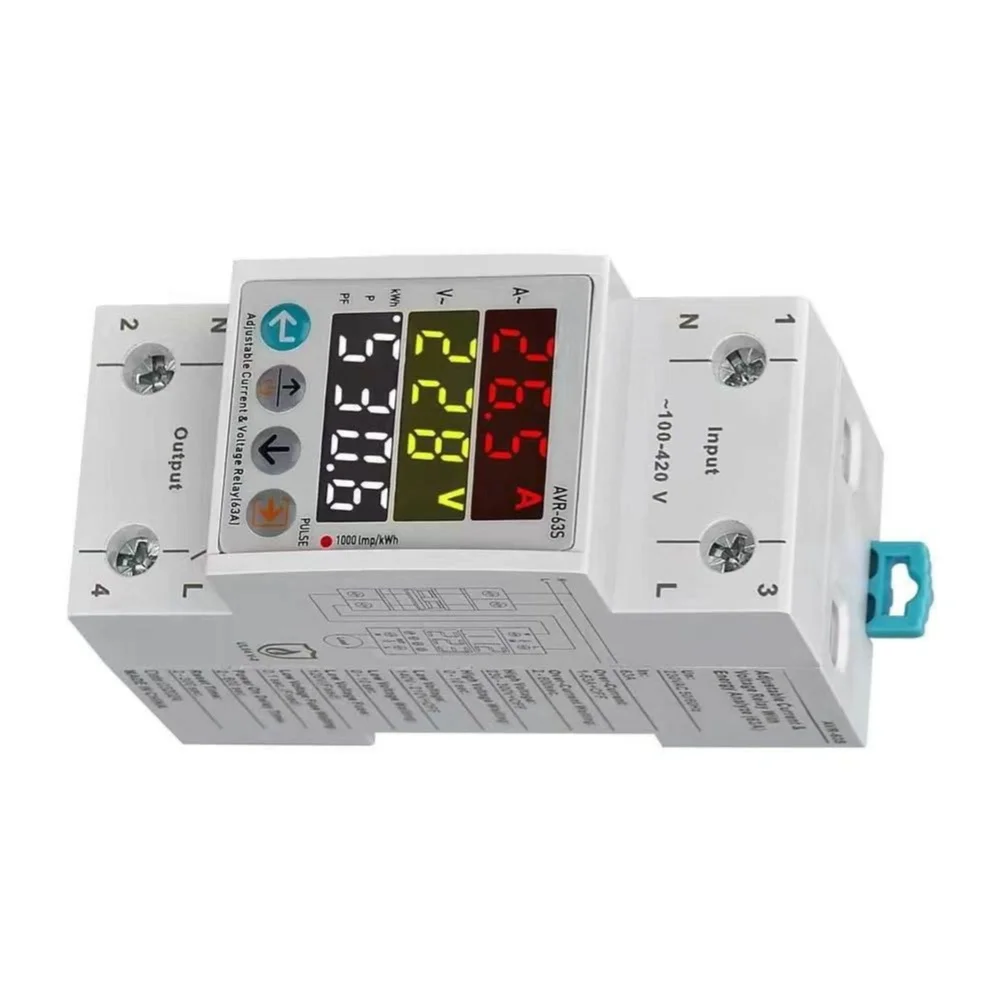 Stable Operation Device Energy Metering Relay Din for rail Voltage Protector Real-time KWh Display Wide Temperature Operation