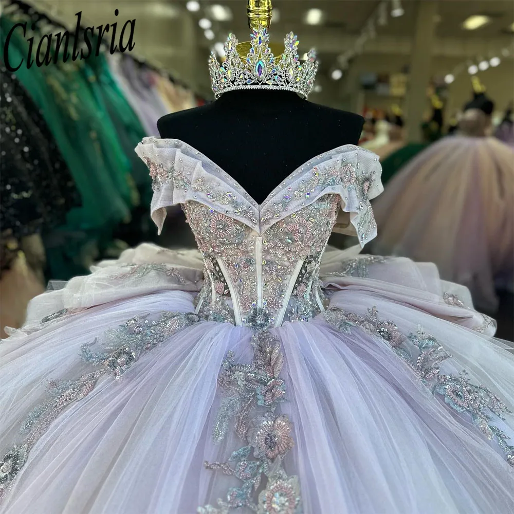 Quinceanera Dress Lace Applique Sequins Beading Mexican Sweet 16 Vestidos De XV 15 Anos Ball Gowns 2024