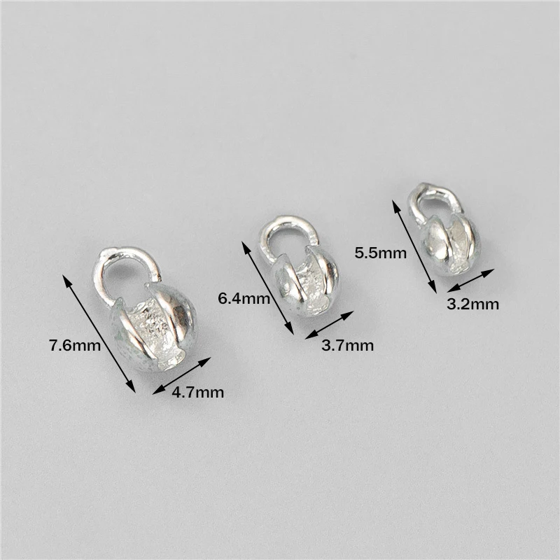 5pcs 925 Sterling Silver Cord Closure End Beads Connector Clamp Crimp Buckle For DIY Bracelets Necklace Jewelry Making Supplies