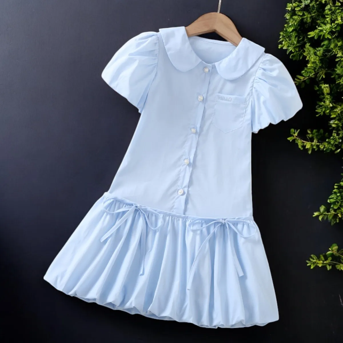 

Baby Kids Blue Shirt Dresses for Girls Outfits School Cotton Preppy Dress Summer Teens Children Costumes 5 7 8 9 10 11 12 Years