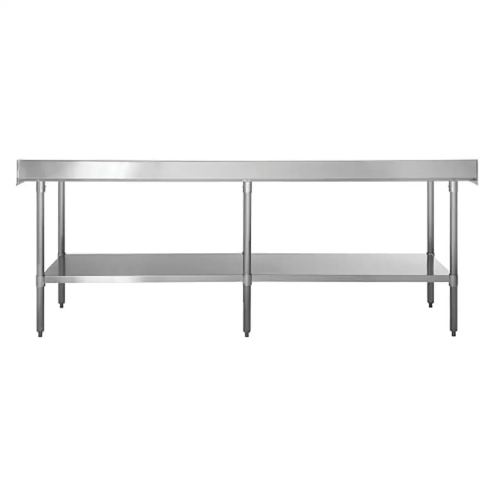 Commercial Stainless Steel Kitchen Work Table with Backsplash and Undershelf 96x24 NSF Certified Worktable