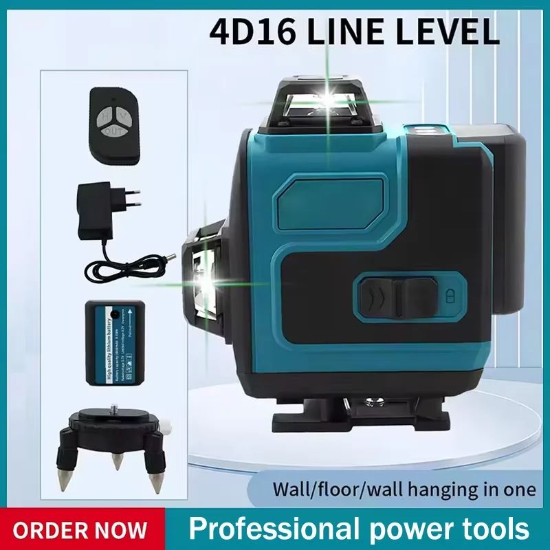 

Подходит для Makita, высокоточный, 16-линейный, 360°, горизонтальный, вертикальный, перекрестный уровень, зеленый свет, лазер, высокоточный настенный портативный инструмент