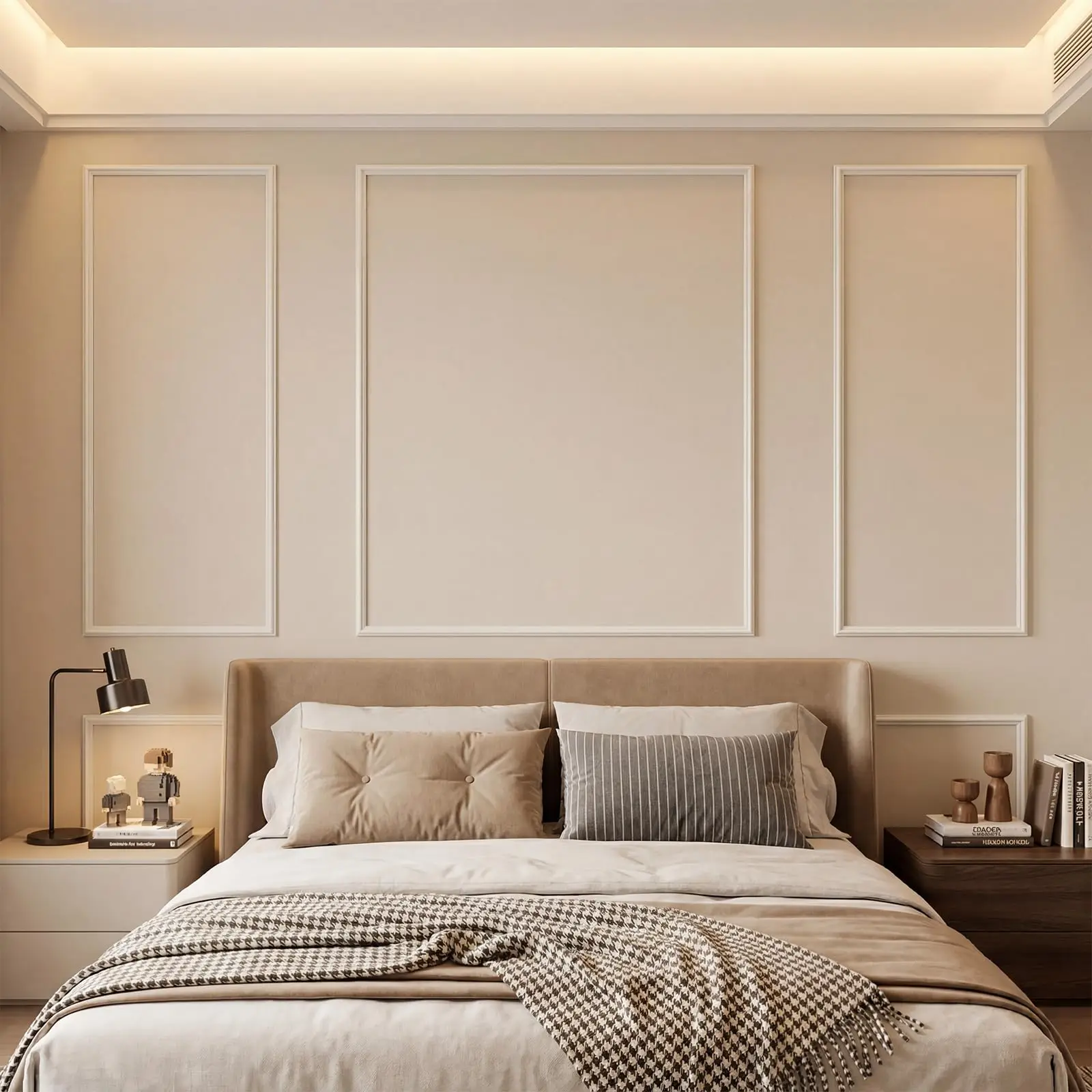 Pre-Cut Bilinear Frame Wall Molding Set – 6 Decorative Wainscoting Accent Panels, Glue-On Ready-to-Assemble Wall Trim for Living Room, Bedroom & Hallway
