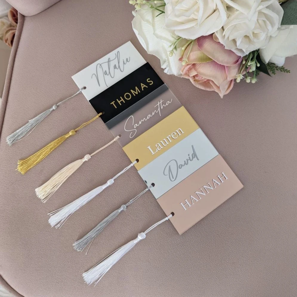 Clear Acrylic Place Cards for Weddings- Blank Rectangle Acrylic Name Cards for Handwritten Calligraphy Seating Escort Card