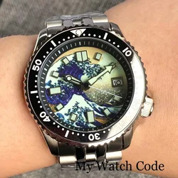 NH35 SKX mod Kagawanna Luminous 200M Diving Automatic Men Watch Sapphire Glass Steel Swim Wristwatch Silicone Green Lume Rejor