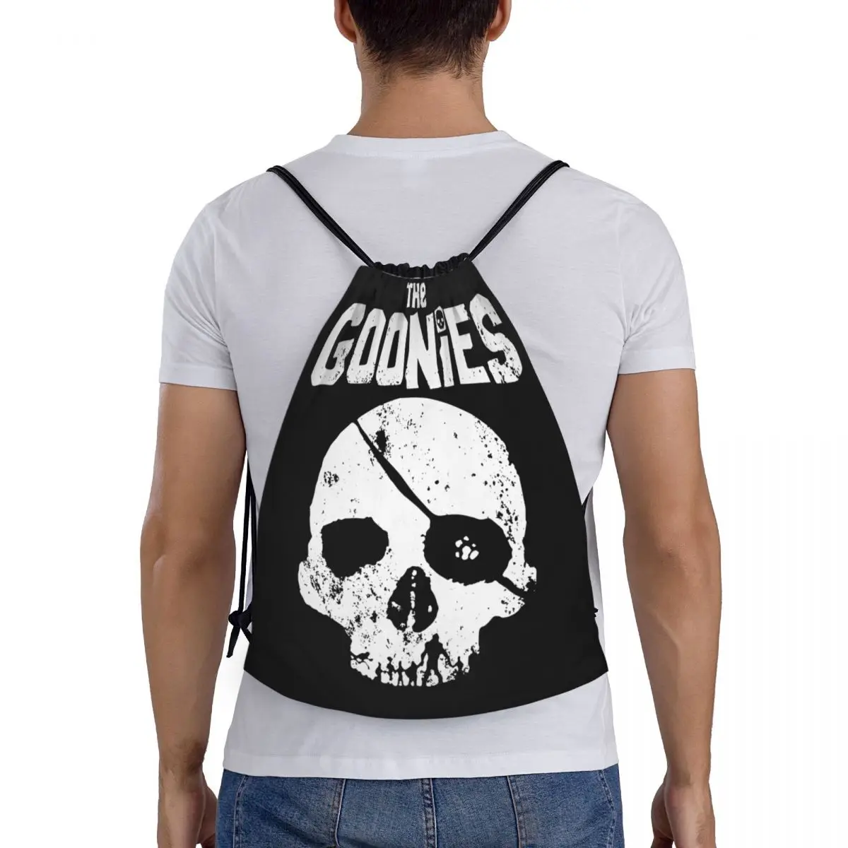 The Goonies Skull Logo Drawstring Backpack Sports Gym Sackpack String Bag for Exercise