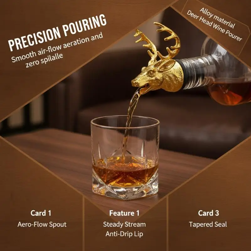 Reusable Cork Wine Bottle Stopper Exquisite Deer Head Design Leakproof Sealer for Home Gathering Bar Restaurant