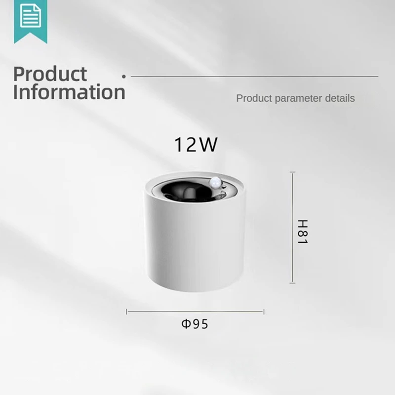 Menselijk Lichaam Inductie Schijnwerper Plafondsensor Licht Lamp Kamer Oppervlak Geïnstalleerd 12W Cob Downlight Verlichting