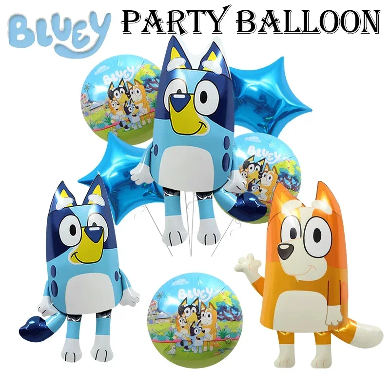 Hot Cartoon Bluey family shape floating aluminium film balloon birthday set party decoration background props Bluey balloon set