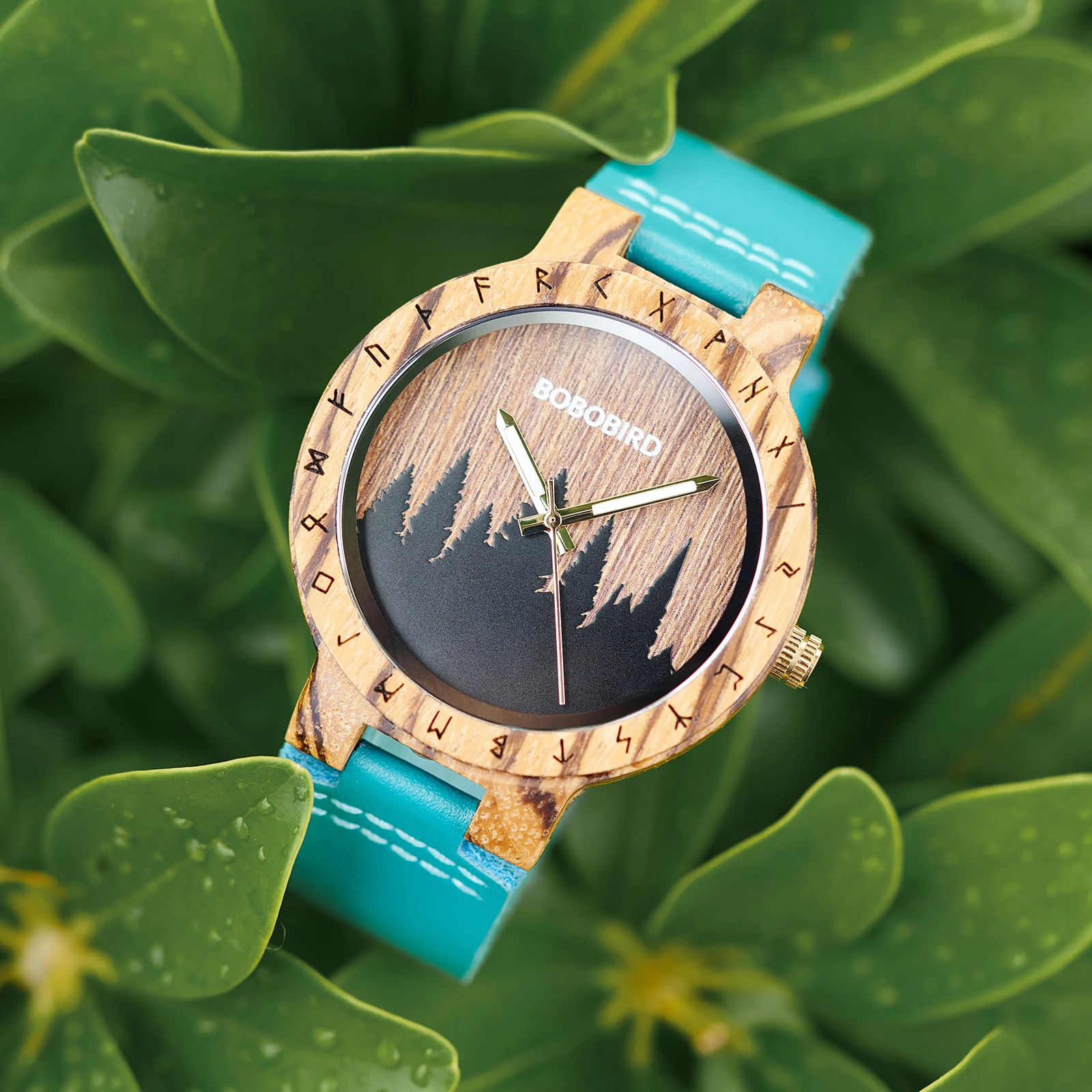 

BOBOBIRD Man Wood Watch Viking Symbol Quartz Wristwatch Original Forest Design Wooden Clock Wach with Gift Box for Men 2025 NEW