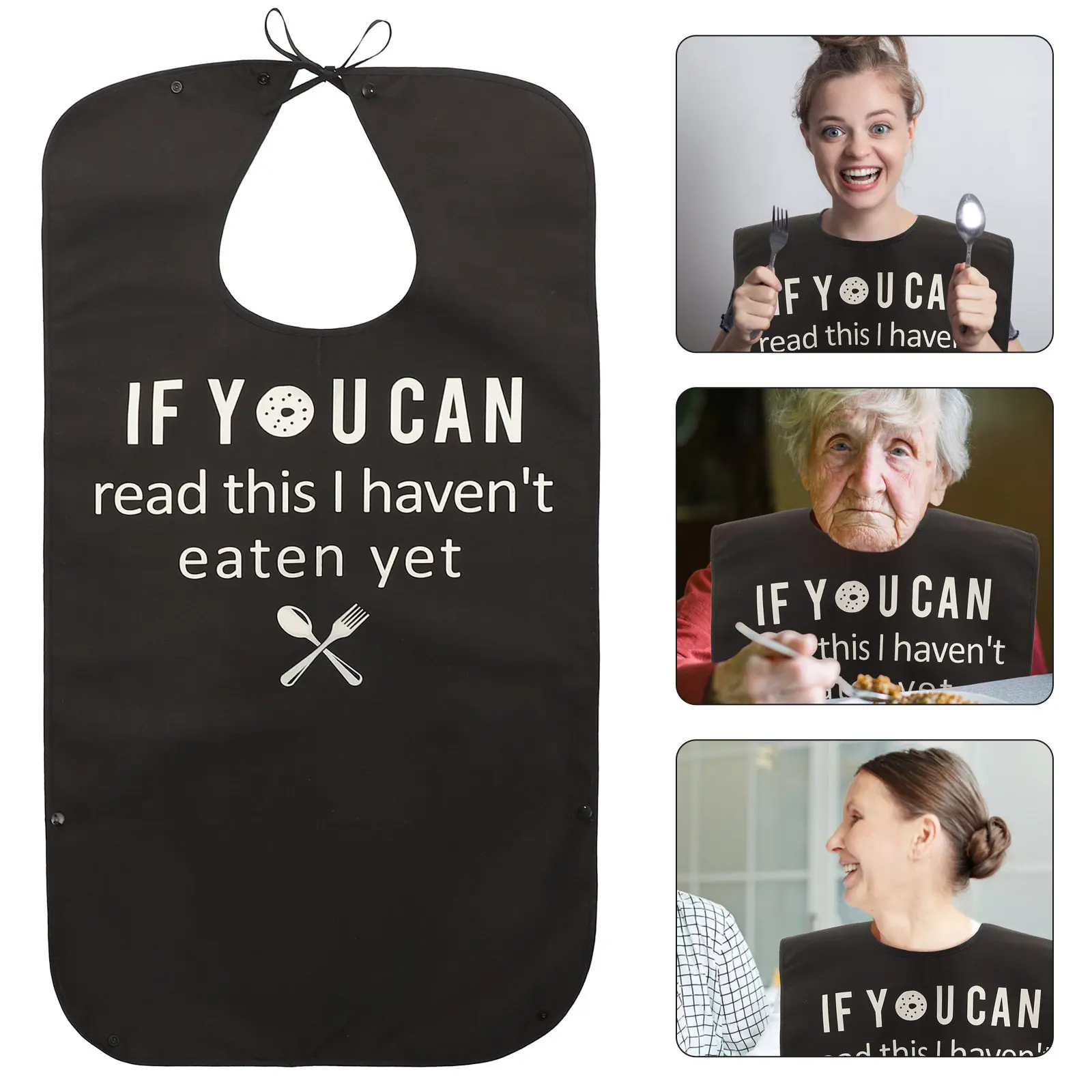 Adult Waterproof Bib Funny Wear-Resistant Clothing Protector Household Elderly Dinner Bib Reusable Adjustable Comfortable Apron