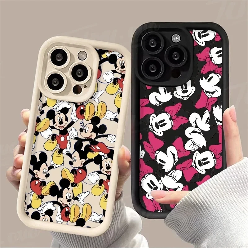 Disney Mickey Minnie Mouse Case for iPhone 14 15 Pro Max 13 12 11 X XS XR 7 8 Plus SE 2020 Silicone Printing Protective Cover