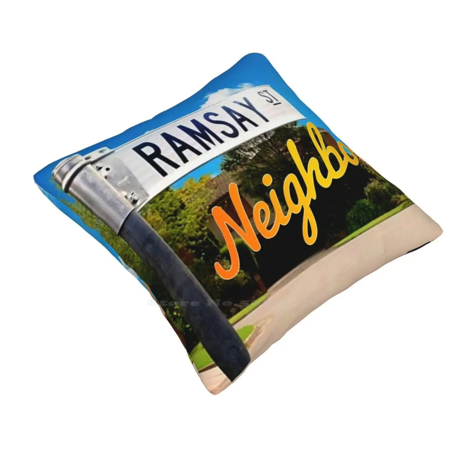 Ramsay Street Neighbours Funny Cute Decor Square Pillowcase Neighbours Logo Australian Retro Soap Opera Cormaul Seven Ten Reg