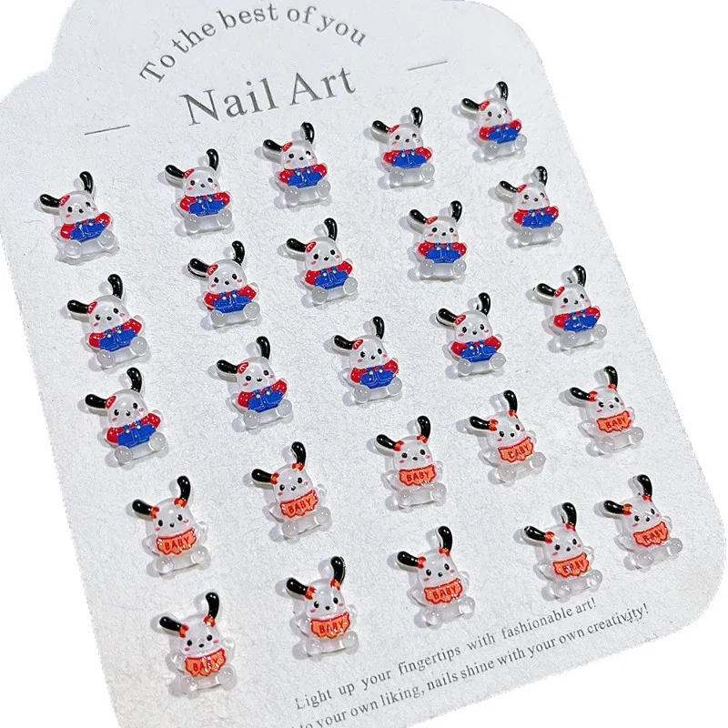 100個/パック キュートなポチャッコ樹脂ネイルチャーム - 3D漫画ネイルアート、愛らしいプレスオンネイルデコレーション、DIYカワイイマニキュア用