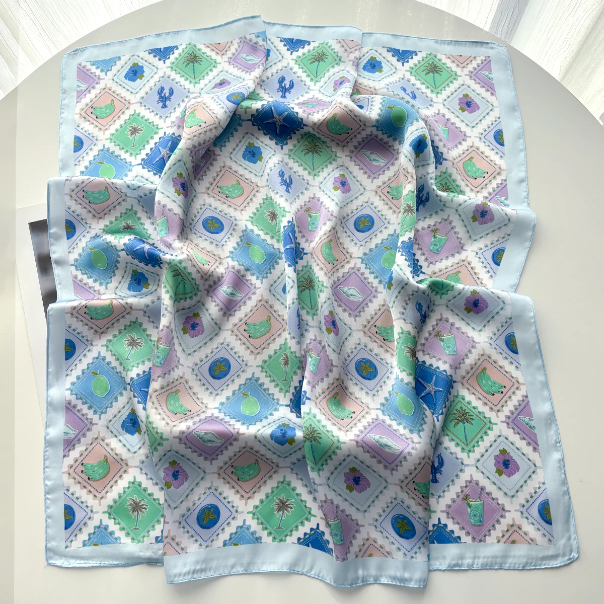 2026 Women Square Scarf Silk Imitation Design Print Neckerchief Bandana Foulard Lady Shawl Scarves Wrap Head Hair Band Ties view 6