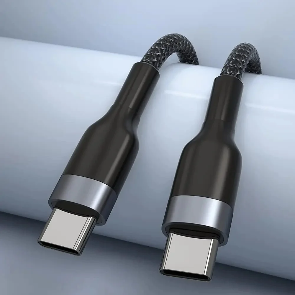 PD60W Type C to Type C Fast Charging Cable 0.25M Short USB C Data Cord for Power Bank Phone Tablet Laptop Portable Charge Cable