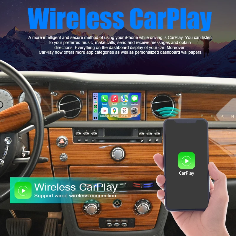 Wireless Carplay For Rolls Royce Phantom CCC 2006-2012 with Android Auto Airplay CarPlay Autolink Functions Module Box Rear View